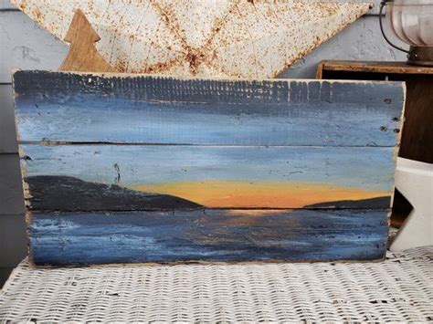 Sunsets Original Acrylic Painting On Reclaimed Wood Etsy Painting