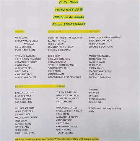 We gathered the most delicious, easiest easter dinner recipes, including appetizers, main meals and side dishes. Menu of Dot's Restaurant in Hillsboro, AL 35643