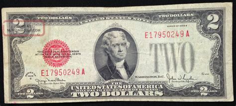 G Two Dollar Bill Us Currency Note Circulated G Very Fine F