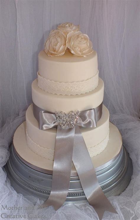 Ivory Wedding Simple Elegance Decorated Cake By Mother Cakesdecor