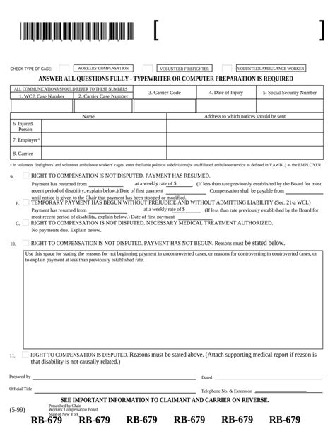 New York Workers Compensation Doc Template Pdffiller