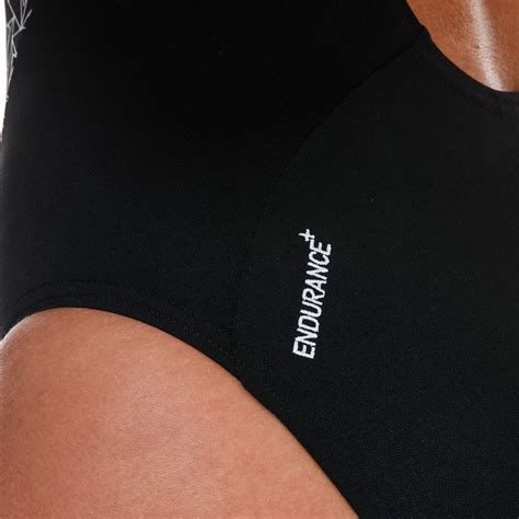 Black White Speedo Womens Boomstar Splice Flyback Swimsuit Get The Label