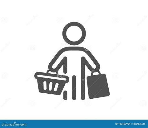 Buyer With Shopping Cart Icon Customer With Bags Sign Vector Stock