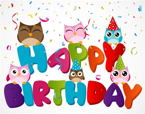 Owl Birthday Card Birthday Card With Owls Royalty Free Vector Image