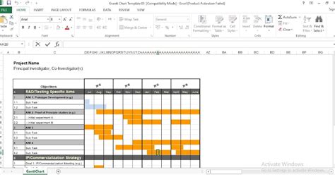 Free Gantt Chart Excel Template Engineering Management