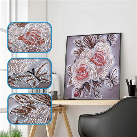 5d Diy Diamond Painting Retro Flower Partial Special Shaped Drill