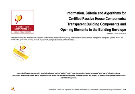 Passive House Institute Component Certification Passive House Canada