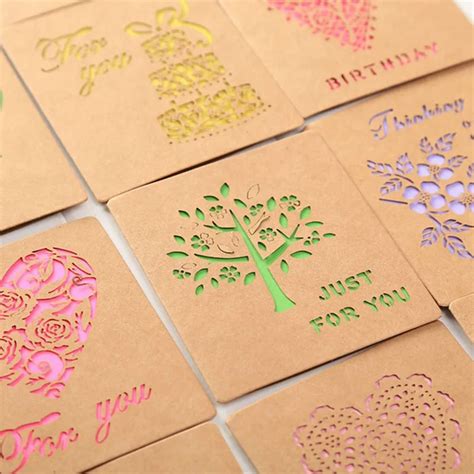 1 Piece New Creative Hollow Out Kraft Paper Cards Birthday Festival