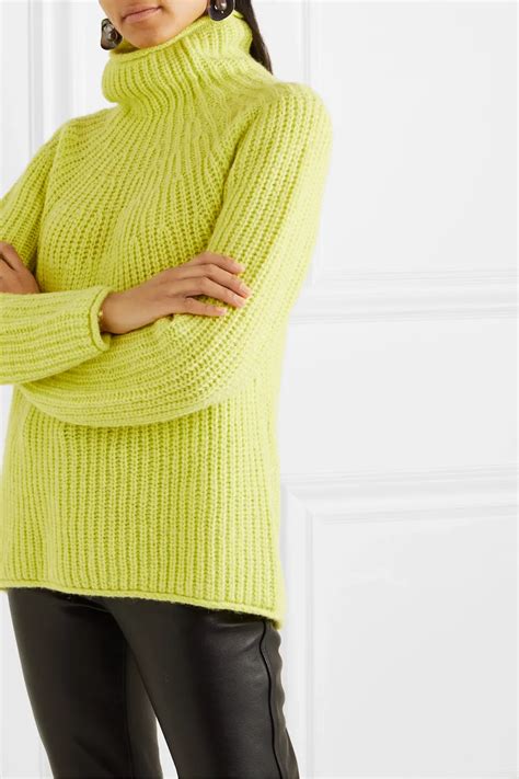 Chartreuse Joseph Ribbed Knit Turtleneck Sweater Rag And Bone Net A