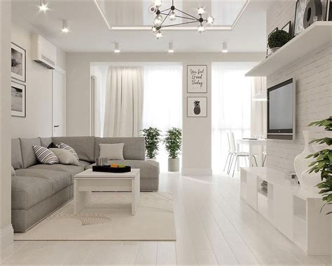 White & Grey Interior Design In The Modern Minimalist ...