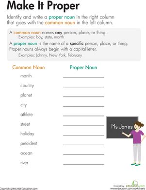 common  proper nouns worksheet  grade notutahituq worksheet