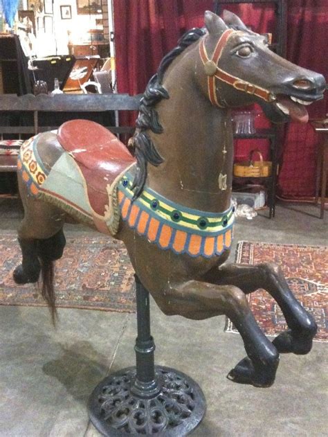 Antique Carousel Horse Great Folk Art Hand Carved Wooden Horse