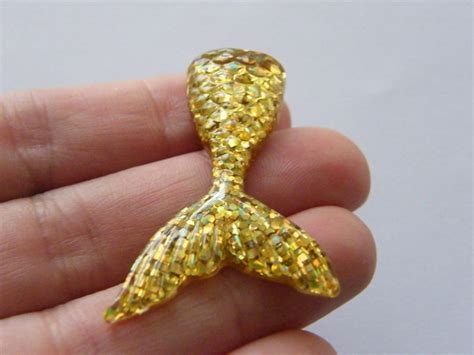 2 Gold Mermaid Tail Embellishment Resin Sc104 Etsy