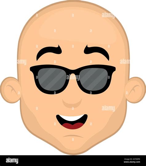 Vector Emoticon Illustration Of A Cartoon Bald Man With Sunglasses