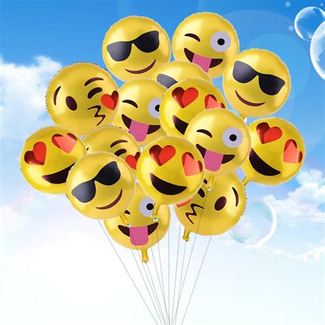 10pcslot 18 Inch Emoji Balloons Smiley Face Expression Yellow Latex