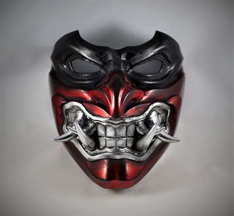 Oni Red Hood Mask 3d Model Obj File Etsy Red Hood Mask Design Oni