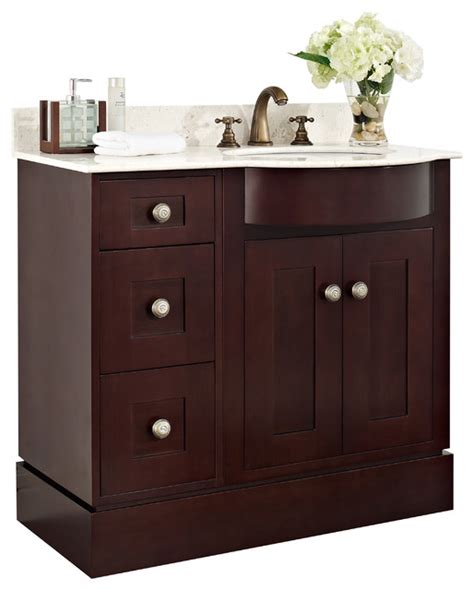 Cherry Wood Veneer Vanity Set In Coffee 36x22 Transitional