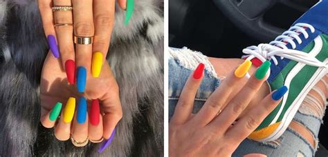 Uñas acrilicas de fueguito de colores. Descubre las últimas tendencias de uñas para este año