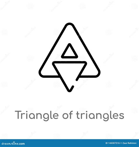 Outline Triangle Of Triangles Vector Icon Isolated Black Simple Line