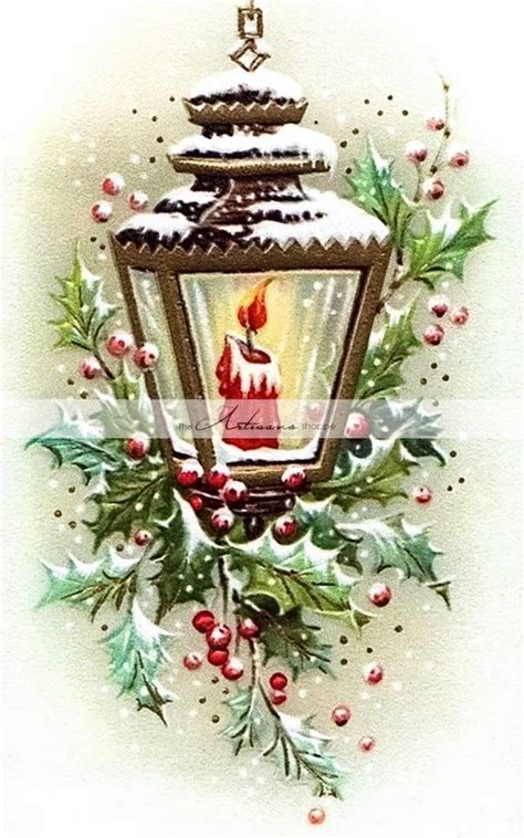 Digital Download Printable Christmas Card Lantern Candle Etsy