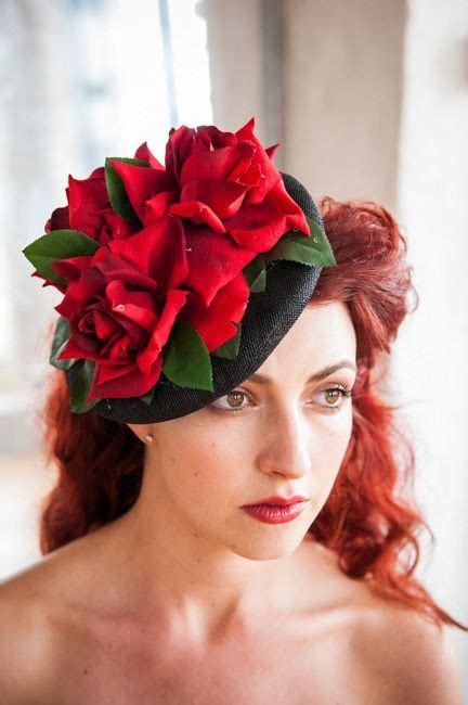 Elegant Red Rose Hat Fascinator Hats Vintage Red Rose Wedding