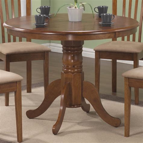Spacious 60 inch diameter distressed or weathered round dining table set for 6 offer a more intimate dining experience where everyone can see each other and socialize in comfort. Brannan Round Single Pedestal Dining Table | Quality ...