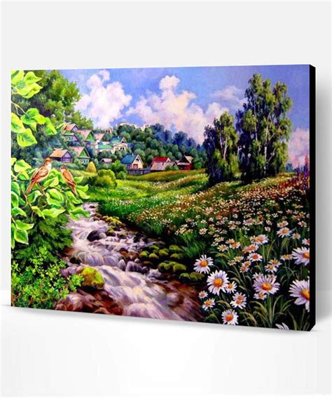 Stream Green Field Landscape Paint By Numbers Paint By Numbers Pro
