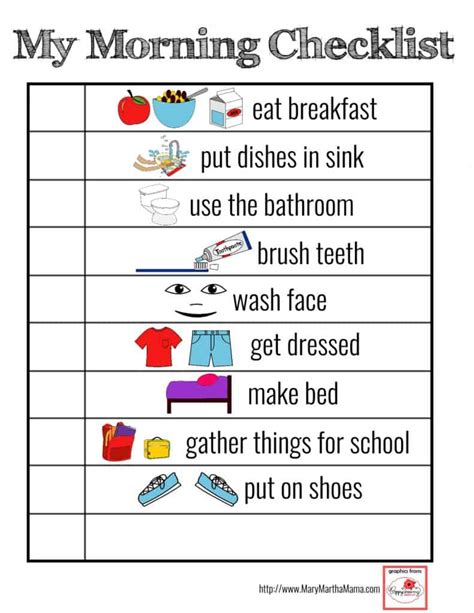 This post contains affiliate links. Printable Visual Schedule for Smoother Mornings! - Mary ...