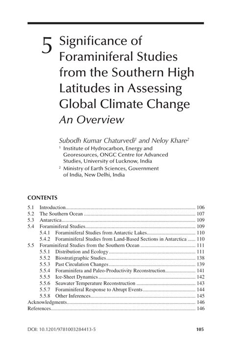 Pdf Significance Of Foraminiferal Studies From The Southern High