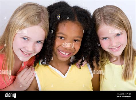 Happy Diverse Group Of Little Girls Stock Photo Alamy
