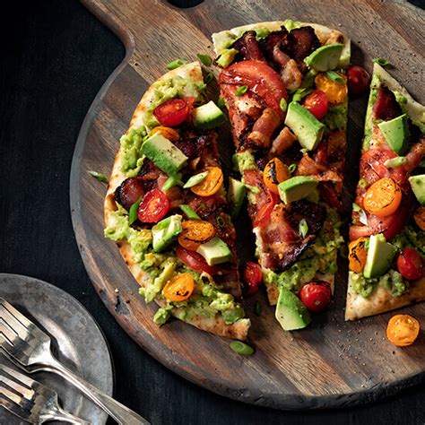 Naan Flatbread With Avocado Bacon And Tomato Recipe Simplot Foods