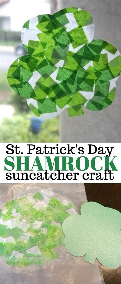 St Patricks Day Craft Shamrock Stained Glass Art Suncatcher With