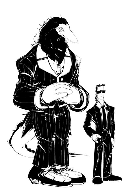Furrybooru Anthro Black And White Black Tie Suit Butler Classy Clothed Clothing Digital