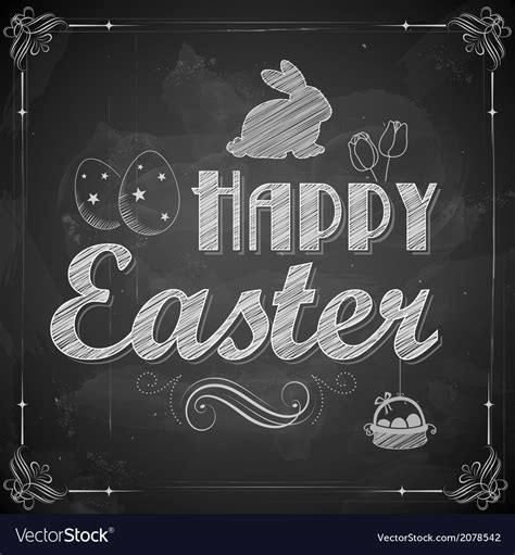 Happy Easter On Chalkboard Royalty Free Vector Image