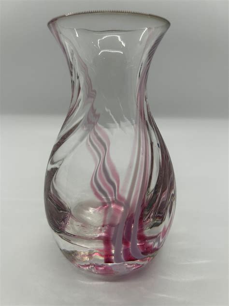 Vintage Caithness Glass Vase Clear Glass Swirl Pattern Etsy