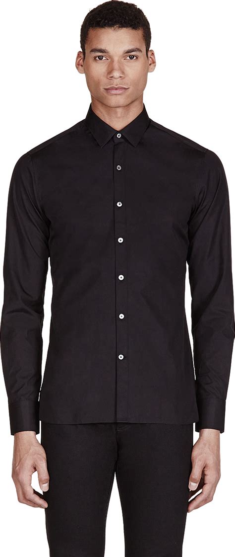 Lanvin Black Fitted Button Down Shirt In Black For Men Lyst