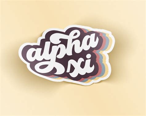 Axid Alpha Xi Delta Retro Script Sticker Etsy