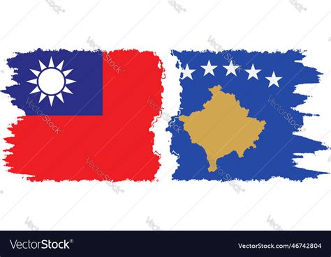 Kosovo And Taiwan Grunge Flags Connection Vector Image