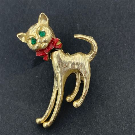 Cat Pin Gato Vintage Gold Tone Con Broche De Alfiler De Etsy