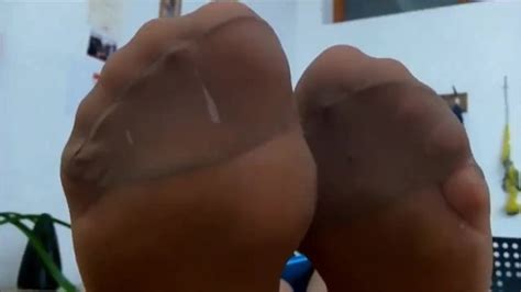 Sexy Nylon Feet Tease In Tan Pantyhose