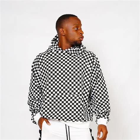 Factory Sample Custom All Over Checkered Print Hoodie