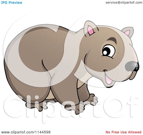 Cartoon Of A Cute Aussie Wombat Royalty Free Vector Clipart By