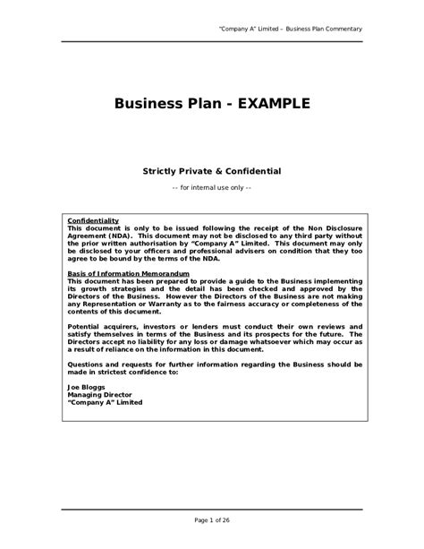 Business Plan Sample Pdf Company Pdf Template
