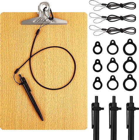 3 Pack 24 Inch Pen Leash With One 9 X 125 Inch Clipboard