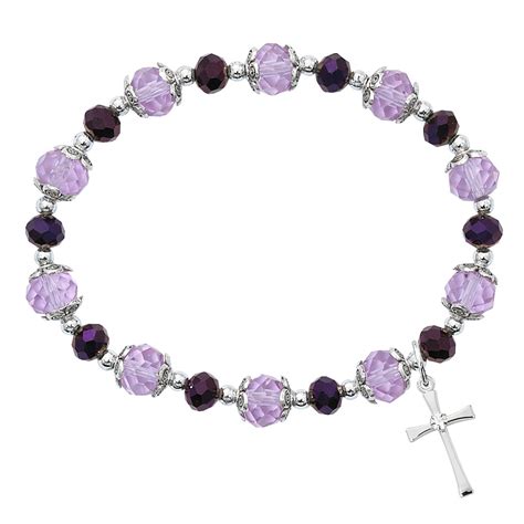 Purple Crystal Stretch Rosary Bracelet The Catholic T Store
