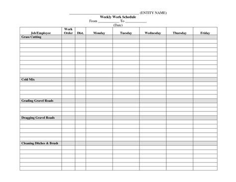 Employee Weekly Work Schedule Template | Schedule template, Work schedule, Schedule printable