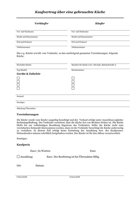 Oct 24, 2013 · nutzen sie unsere kostenlose vorlage für einen mietaufhebungsvertrag. Gratis: Kaufvertrag über gebrauchte Einbauküche/Küche ...