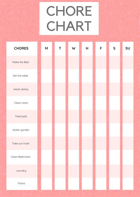 Chore Chart For Adults Printable Free Image To U