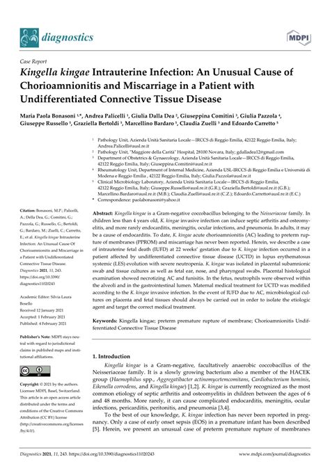 Pdf Kingella Kingae Intrauterine Infection An Unusual Cause Of Chorioamnionitis And