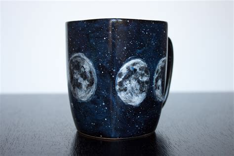 Moon Coffee Mug Moon Phases Tea Cup Gray Lunar Moon Cycle Etsy